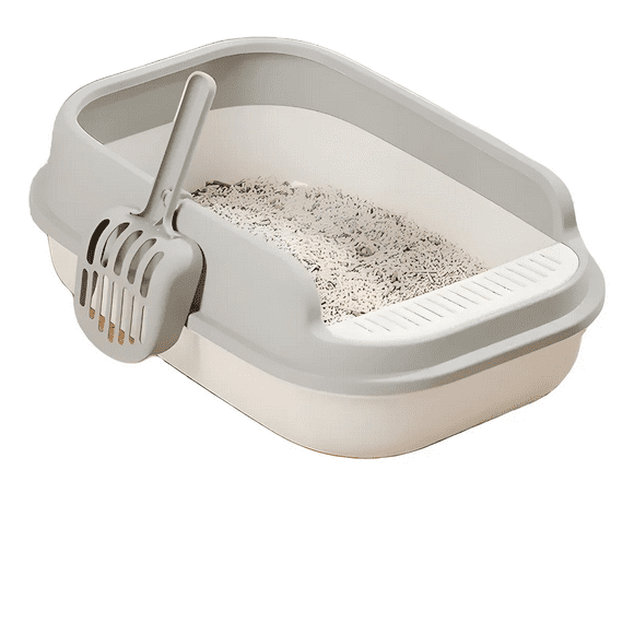 Arenero Grande Para Gato Con Extensión Y Pala 52x36x16cm Xtellar Color Gris