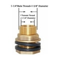 thumbnail image 2 of Solid Brass Bulkhead Fitting For Valves, Rust Resistant Heavy Duty Adapter Ensuring Strong Seal With Integrated Gasket For Easy Installation, 1 Female 1 - 1/4 Male, Brass, 2 of 5