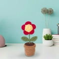 thumbnail image 4 of Esquirla Handmade Crochet Flower Hand Knitted Flower Mini Potted Rustic Handmade Kintting Flower for Birthday Gift Shelf Table Kitchen Small Red Flower, 4 of 7