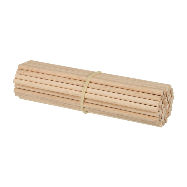 Unique Bargains 3/16 x 6 Inch Dowel Rods Wood Sticks Unfinished Wooden Dowel Rods Round Dowels Sticks 50 Pcs