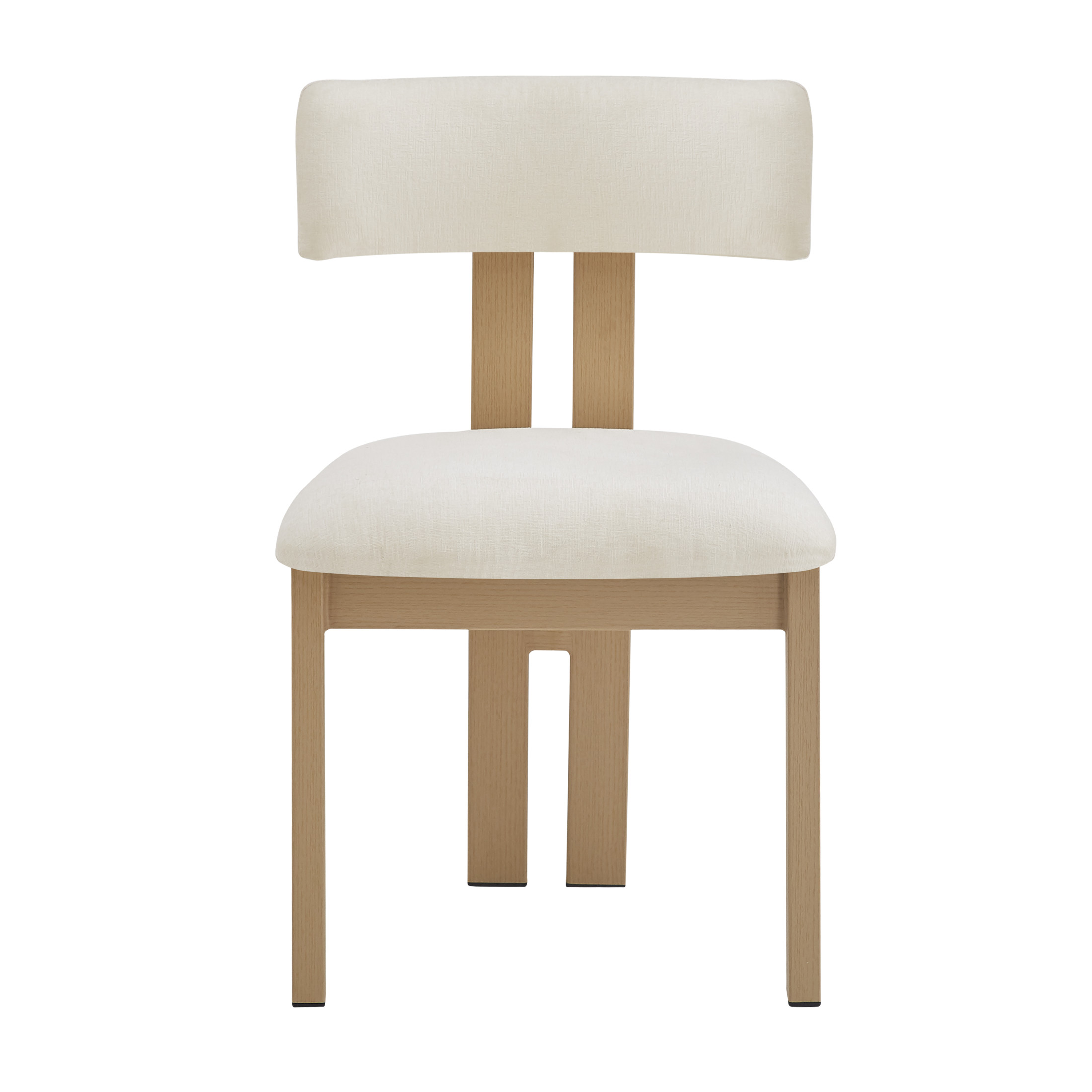 Simplicity Armless Dining Chairs with U-Shaped Seats & Metal Legs, Beige+Natural, Set of 2