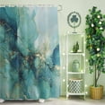 thumbnail image 2 of Shower Curtain, Abstract Marble Texture Waterproof Shower Curtain Set with Hooks for Bathroom Showers,Stalls and Bathtubs,60x72In Gold Green Gradient, 2 of 9