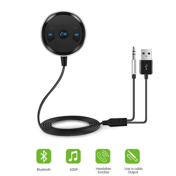 Riwesomey Universale 3.5mm Receptor Bluetooth Música Adaptador de receptor de audio Kit de manos libres para automóvil A2DP Kit de transmisión Paneles de instrumentos para automóviles