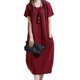 thumbnail image 3 of Vestido suelto ocasional de la vendimia del verano del bolsillo de la manga del cortocircuito d MABOTO Vestido, 3 of 7