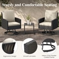 thumbnail image 4 of ELPOSUN Outdoor Patio Swivel Chair Set, 3 Pieces Patio Bistro Set with Side Table Set, All-Weather Wicker Patio Furniture Set with Cushions for Garden,Backyard,porch,Black&Beige, 4 of 9