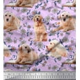 thumbnail image 1 of Soimoi Velvet Fabric Floral,Book & Golden Retriever Dog Fabric Prints by Yard 58 Inch Wide, 1 of 1