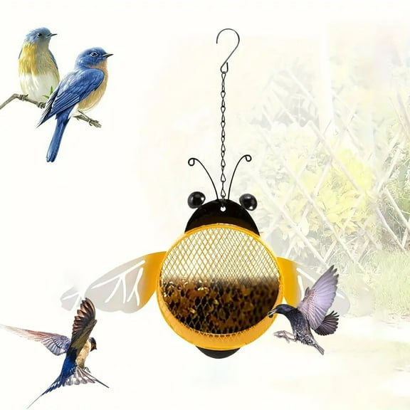 Hummingbird Feeder Bee Shaped Bird Feeder Outdoor Courtyard Garden Tree Hanging Lamp Iron Hanging Decoration Bird Feeder Feeding
