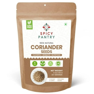 Spicy Pantry Whole Coriander Seeds – 4 oz, Pure & Flavorful, Perfect for Cooking & Seasoning, Resealable Bag