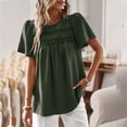 thumbnail image 6 of Towmus Womens Summer Tops Crewneck Short Sleeve Shirts Casual Chiffon Blouses Flowy Lace Hem Fashion Blouses, 6 of 6