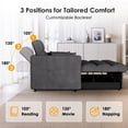 thumbnail image 3 of Anpport 3-in-1 Convertible Sleeper Sofa Bed, Pull-Out Loveseat Couch with Adjustable Back for Small Spaces, Velvet Fabric, 55", Dark Gray, 3 of 6
