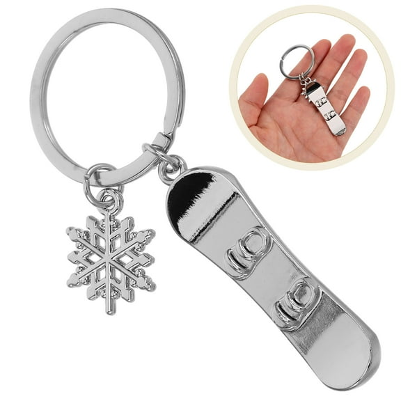FRCOLOR Mini Snowboard Keychain With Snowflake Charm Snowboard Ornament Backpack Key Ring