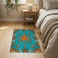 thumbnail image 3 of ODIKA 2'x3' Washable Accent Rug Pet Friendly, Bedside Mat Creature Coral Reef Border Motif Turtle Fish Motifs Ocean Octopus Refined for Bedroom, Nursery, RV, 3 of 7