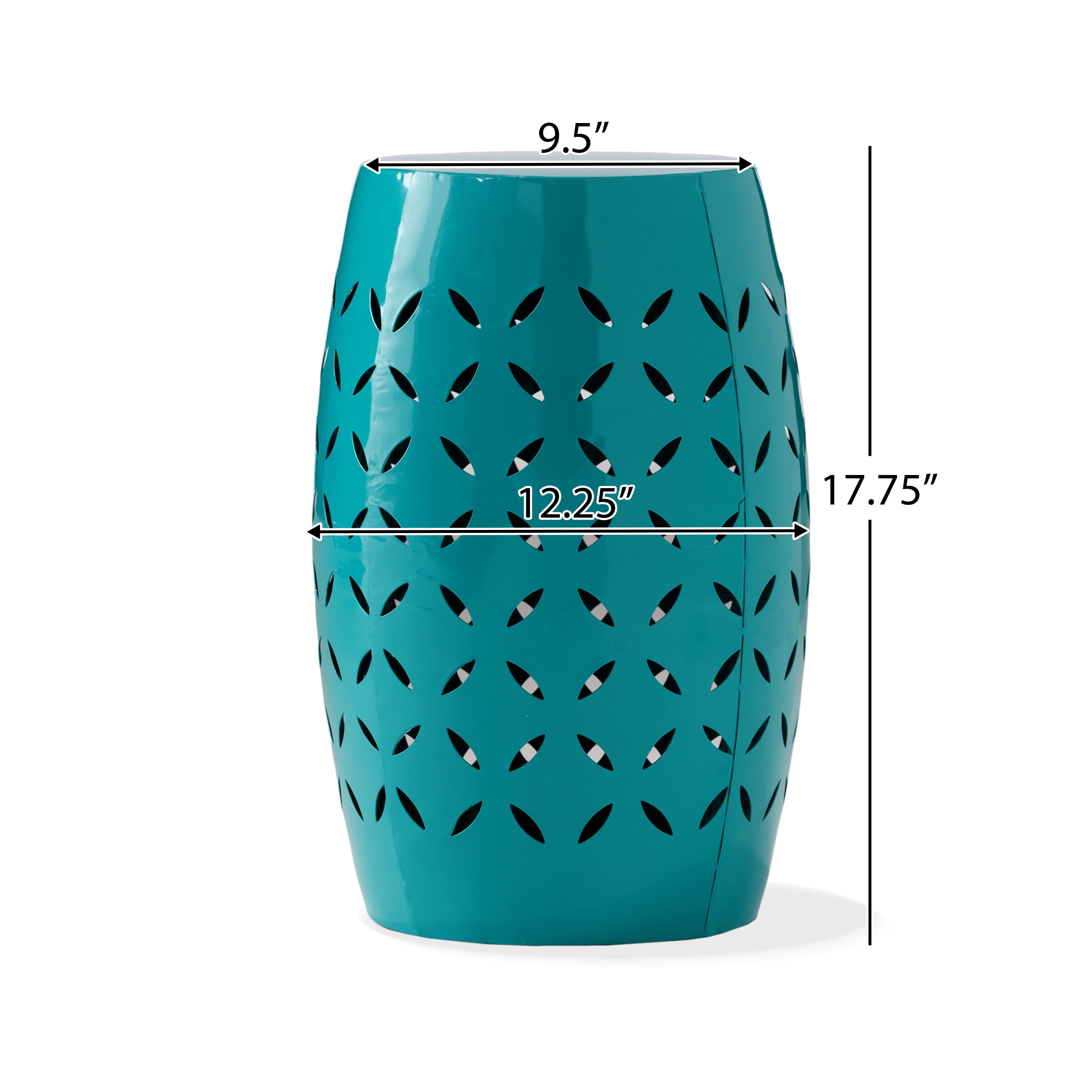 Euroco Lilac 12" Accent Side Table, Cylindrical Design End Table for Living Room, Family Room, or Entryway, Industrial Style,Coffee Side Tables for Indoor Outdoor, Teal Color