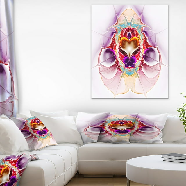 Grand Cœur Fractal Symétrique Rose - Art Mural Abstrait sur Toile