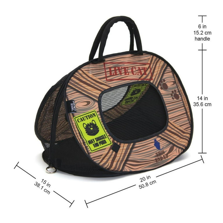 SportPet Designs Cat Carrier with Zipper Lock- Foldable Travel Cat