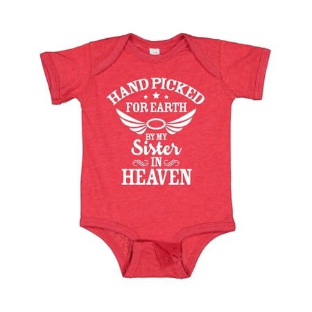 

Inktastic Handpicked for Earth by My Sister in Heaven with Angel Wings Gift Baby Boy or Baby Girl Bodysuit