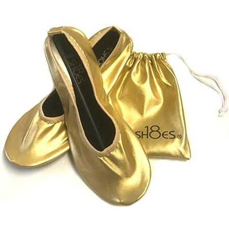 Shoes 18 Women's Foldable Ballet Flat Shoes w/Matching Carrying Case (9/10, 1818 (Best Foldable Ballet Flats)