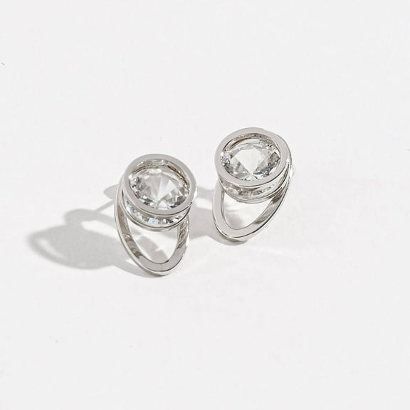 Women's Silver Oval Jacket Dazzler Earrings by Howard's