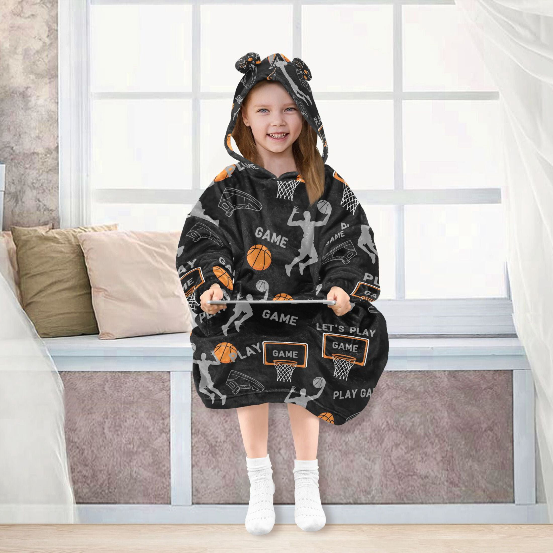joogoo Blanket Hoodie Basketball Player for Oversize Sweatshirt Boys Girls 3-14 YR L