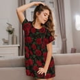thumbnail image 3 of Fotbe Rose Pattern Women's Cotton Nightgown Sleepwear Short Sleeves Shirt Casual Print Sleepdress, 3 of 6