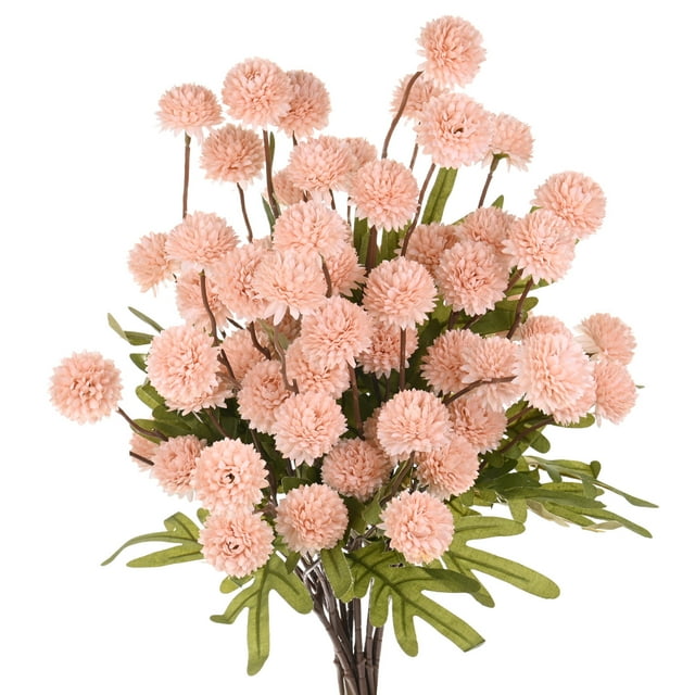 Uxcell 12 Paquete de Flores de Crisantemo Artificiales en Bola 20.08 pulgadas 5 cabezas Ramos de Crisantemo de Seda Falsos Rosa
