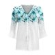 thumbnail image 3 of Xuyuer 3/4 Length Sleeve Womens Tops Round Neck Casual Summer Tunic Tops Basic Tees Blouses Cardigan Lightweight Button Down Casual Dressy T-Shirts Pleated Cute Shirts, 3 of 5