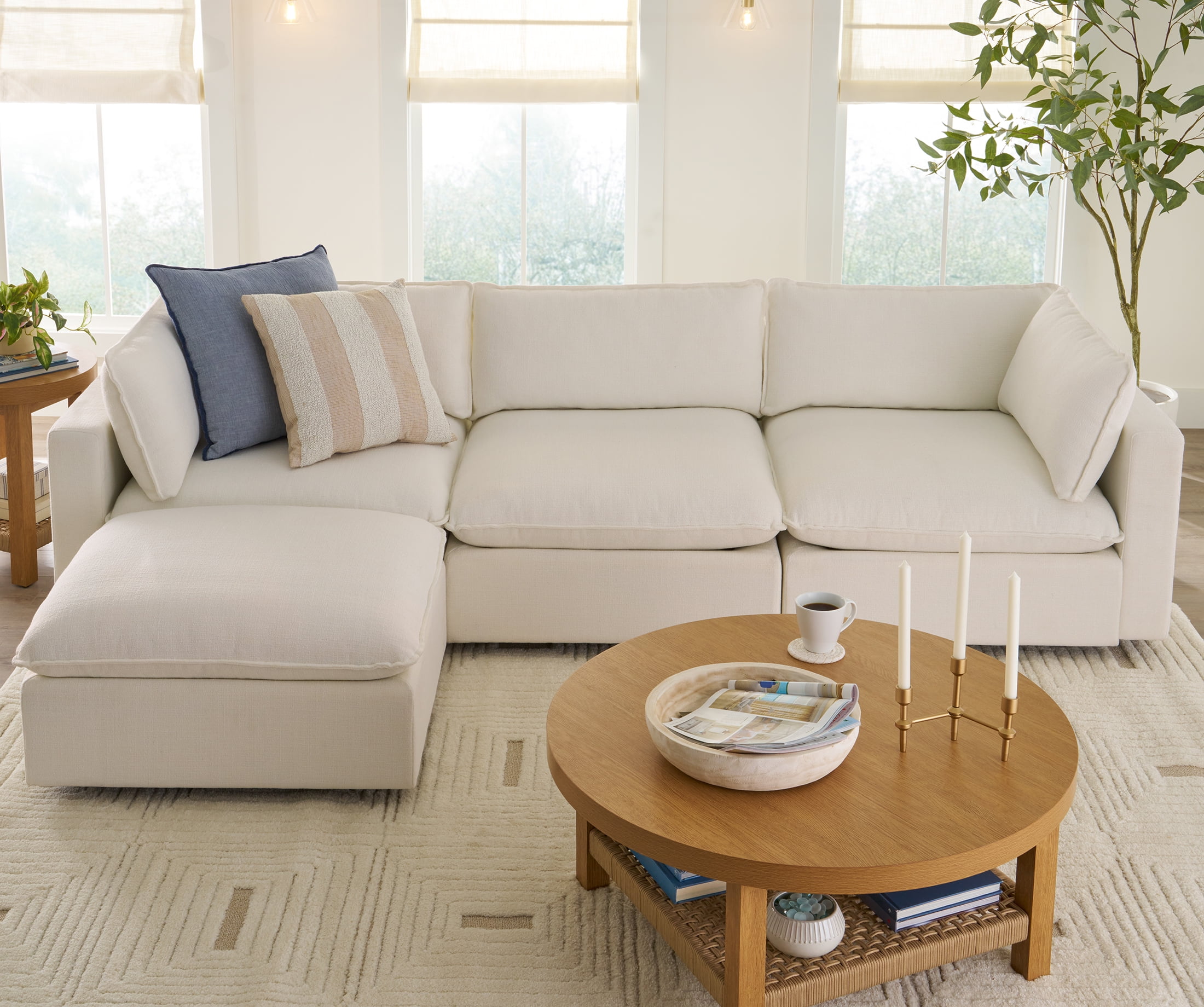 Better Homes & Gardens Weston 107.5" Cloud Modular Sectional Sofa, White