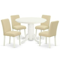 East West Furniture Dining Room Set Linen White, SHAB5-LWH-02