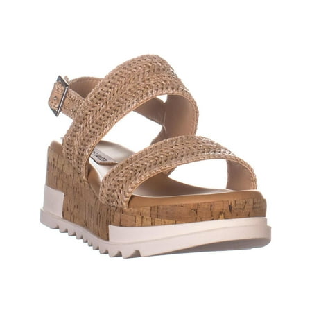 Womens Steve Madden Brenda Slingback Platform Sandals, Natural Raffia, 10 US