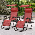 thumbnail image 4 of MoNiBloom Zero Gravity Chairs, Folding Outdoor Patio Beach Recliner with Canopy Shade & Headrest, Maroon, 4 of 11