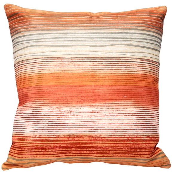 Sedona Stripes Orange Throw Pillow 20x20 Cotton Floral Accent