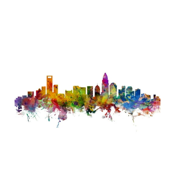 Art.com Charlotte North Carolina Skyline Art Print by Michael Tompsett, 24" x 16"