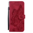 thumbnail image 2 of For Google Pixel 7 5G 6.3" Large Butterfly Pattern Embossed Strong Magnetic Attachment/Closure, Card Slots/Pocket, PU Leather Flip Wallet Case ﻿,Red,For Pixel 7 5G, 2 of 6