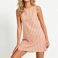 thumbnail image 4 of LEAVINGSUO Summer Dresses For Women Plus Size Fashion Casual Round Neck Comfortable Skirt Print Zipper Sleeveless Pocket Dress Orange L, 4 of 6