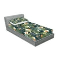 thumbnail image 2 of Ambesonne Floral Fitted Sheet & Pillow Sham Set, Botanic Tropic Leaves, Twin, Green and White, 2 of 2