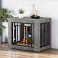 thumbnail image 2 of Uforic 2-in-1 Dog Crate Furniture, 30 in Iron-Wood Indoor Dog Cage Table with Steel Lock & Waterproof Top,Gray, 2 of 9