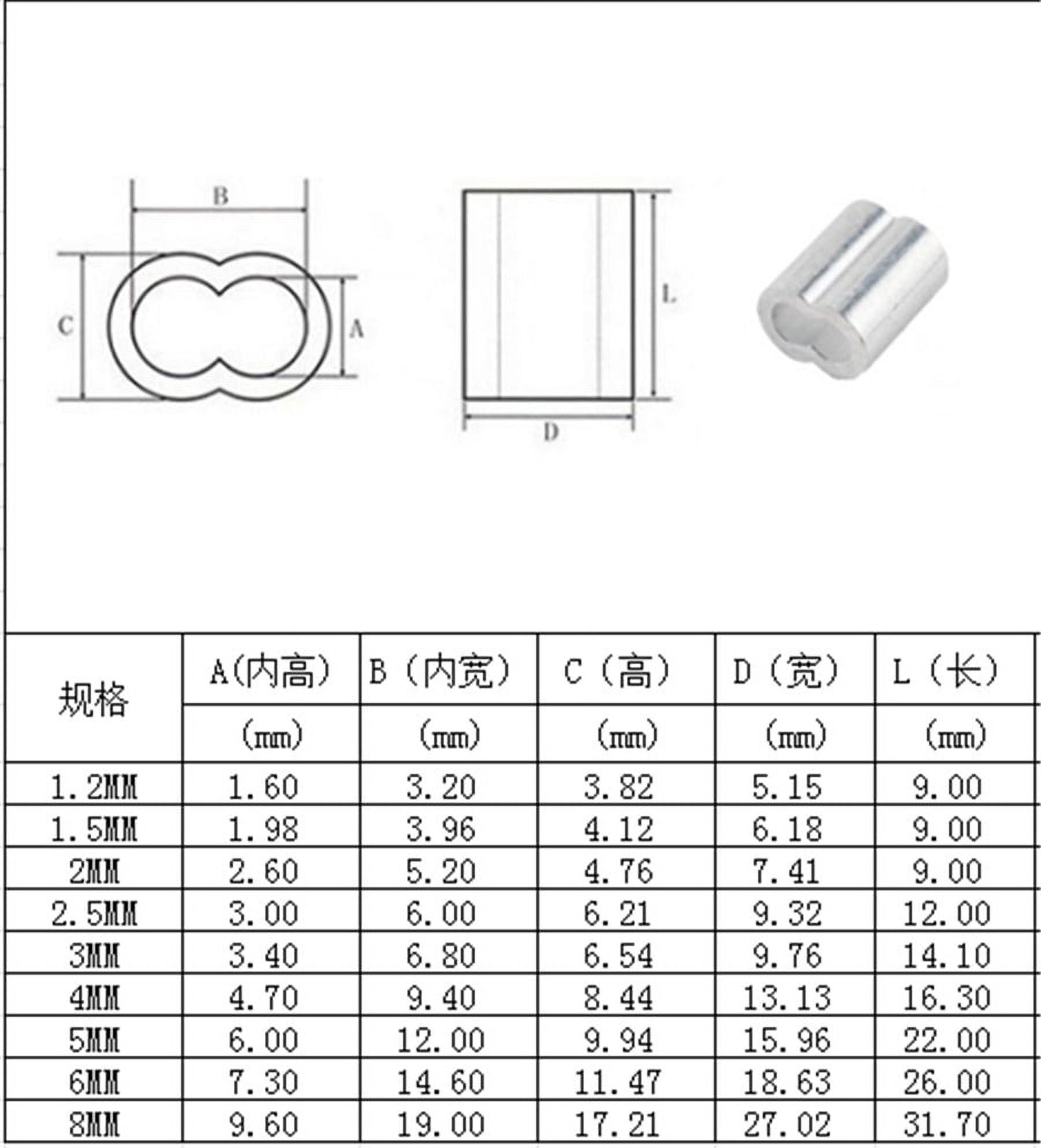 Phyun Stainless Steel Thimble 6-Size Aluminum Crimping Loop Sleeve Assortment Kit For Wire Rope Cable Thimbles Rigging