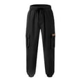 thumbnail image 3 of QATAINLAV Mens Cargo Joggers Pants Casual Twill Chino Hiking Pants Outdoor Elastic Drawstring Sweatpants Solid Color Cinch Bottom Lounge Pants Prime Sales Black M, 3 of 9