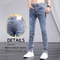 thumbnail image 7 of 2024 Trendy Men‘s Jeans Spring Autumn Korean Slim-fit Denim Pants Casual Stretchy Trousers with Skinny Legs Designer Trousers, 7 of 7