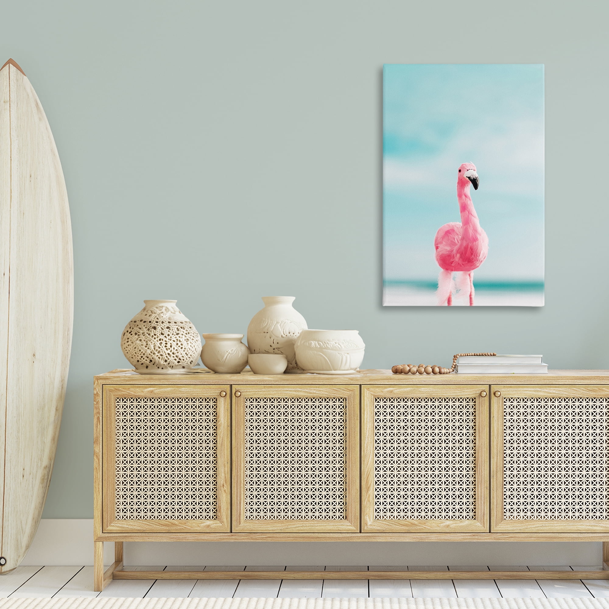 Stupell Industries Funky Summer Flamingo Nautical & Beach Photography Wrapped Canvas Art Print Wall Art, 30 x 45