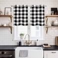 thumbnail image 2 of Black and White Checkered Kitchen Curtains Small Short 39 Inch Length, Farmhouse Buffalo Plaid Grommet Top Bedroom Living Room Curtains, Light Filtering Cafe Curtain Drapes 2 Panels Set 55''x39'', 2 of 9