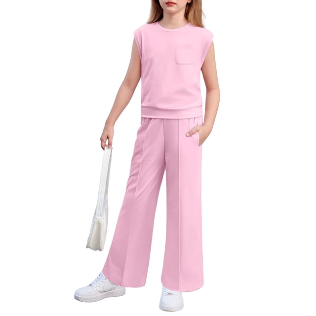 Camiseta sin mangas Outfit Arshiner para niñas grandes con cuello redondo