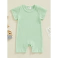 thumbnail image 2 of Suealasg Baby Girls Boys One Piece Bodysuits Clothes 3M 6M 9M 12M Short Sleeve Crew Neck Plaid Print Romper Infant Newborn Summer Jumpsuit, 2 of 9