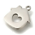 thumbnail image 2 of 20pcs 201 Stainless Steel Pendants House with Heart Charms Stainless Steel color 14x12.5x1mm Hole: 1.5mm for DIY, 2 of 3