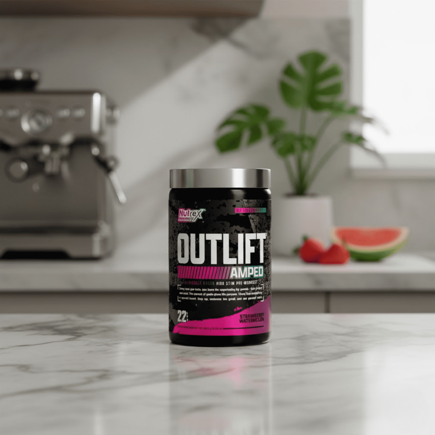 Nutrex Research OUTLIFT Amped Strawberry Watermelon High Stim Pre Workout Powder 22 Servings