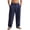 Navy, variant on LEKWK Pleated Pants for Men Casual Elastic Waist Straight Leg Trousers Lightweight Breathable Loose Fit Slacks for Smart Office Work Golf Beach Vacation Everyday Wear Gray L