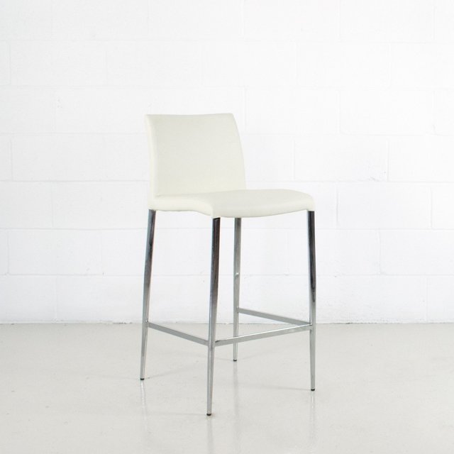 Tabouret de Comptoir Moderne Delta en Similicuir et Chrome - Qualité Commerciale