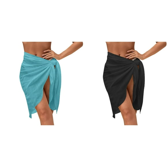 (2-Pack) Rinsvye Women Beach Sarongs Sheer Plus Size Bathing Suit Cover Up Cover Ups Mesh Bikini Womens Swimsuit Cover Ups Wrap Skirt for Swimwear
