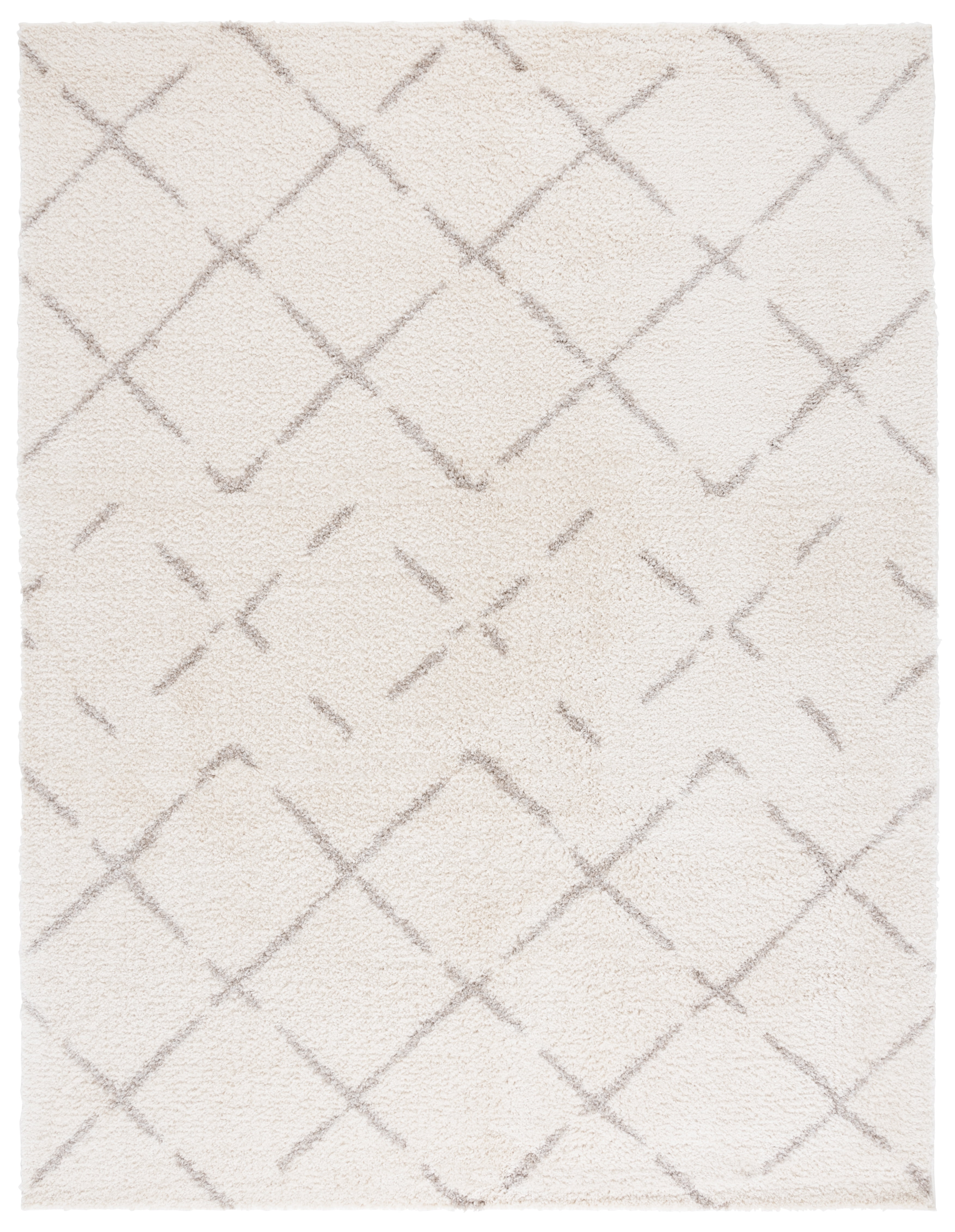 SAFAVIEH Arizona Zarif Geometric Shag Area Rug, Ivory/Beige, 9' x 12'