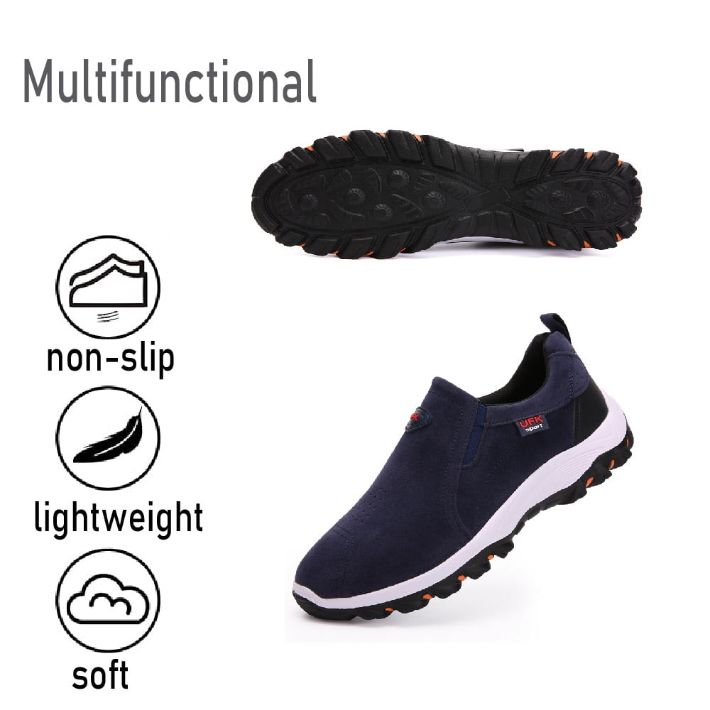 Mens Hiking Mountaineering Shoes Outdoor Breathable Trekking Sneakers Lightweight Comfortable Non-slip Casual Shoes Blue 7 US